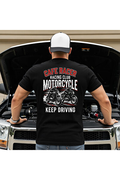 OKTANE Tricou Cafe racer motorcycle keep driving negru 3XL