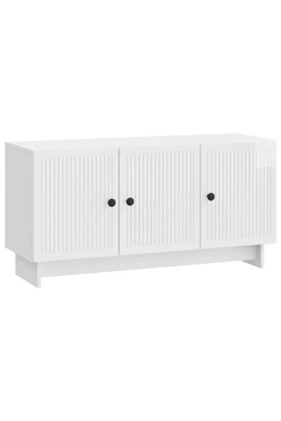 vidaxl Cabinet TV 99 x 34,5 x 50 cm Alb foarte lucios Lemn prelucrat
