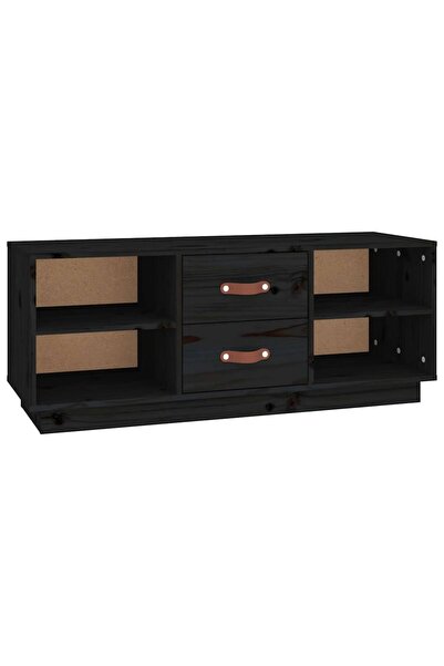 vidaxl Comodă TV, negru, 100x34x40 cm, lemn masiv de pin