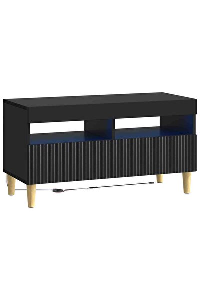 vidaxl Cabinet TV cu LED ARNHEM 81 x 35 x 43 cm Negru Lemn prelucrat
