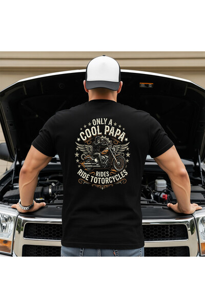 OKTANE Tricou Only cool papa rides motorcycles negru XL