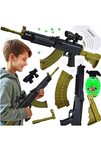 Skleplolki Pușcă de jucărie cu bile de 6 mm, laser și țintă, verde-negru