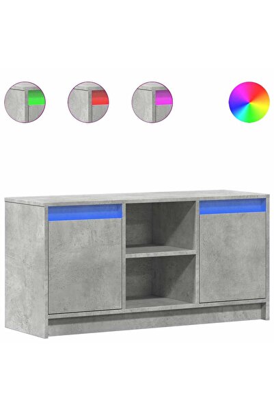 vidaxl Comodă TV cu LED, gri beton, 100x34x50 cm, lemn prelucrat