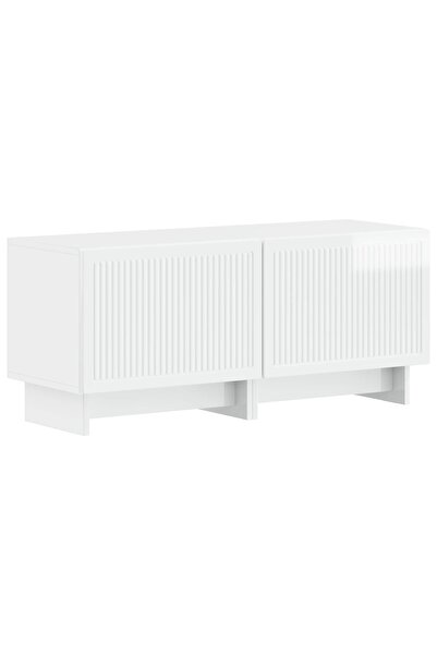 vidaxl Cabinet TV Alb foarte lucios Lemn prelucrat