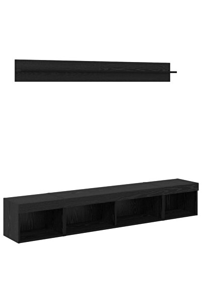 vidaxl Set Dulap pentru Televizor Montat pe Perete 5 buc. Stejar Negru