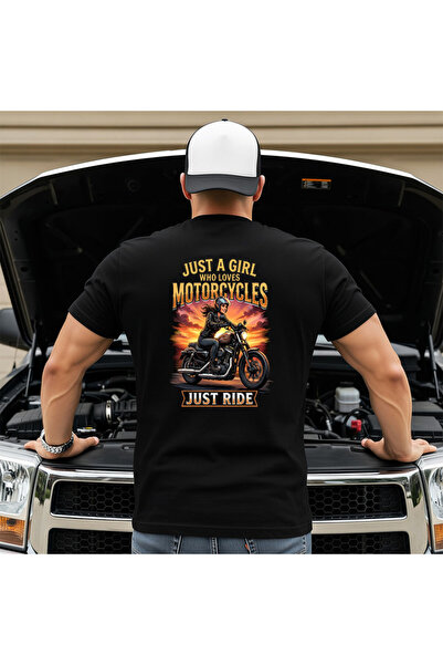 OKTANE Tricou Just a girl motorcycles just ride negru XL