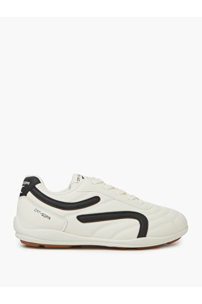 Styli White Lace-Up Retro Style Sneakers