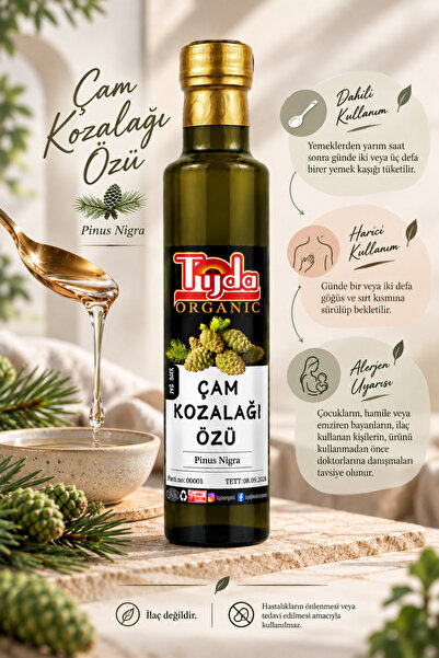 TİJDA Çam Kozalağı Özü (Pinus Nigra) 250 ml,Şekersiz,Kaynatma yapılmamış,içeriği korunarak üretilmiştir,Saf öz
