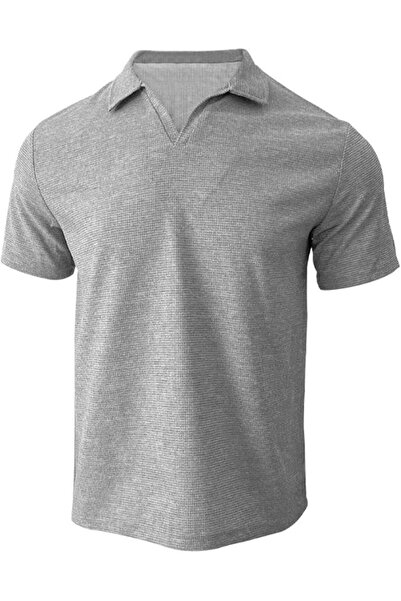 GENERAL Men's Waffle Knit Polo Shirt, Summer Oversized Solid Color Casual Sho...