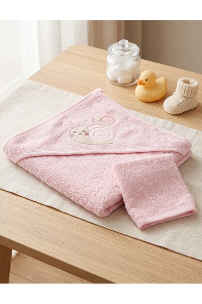 MiniKids Prosop de baie, melcul mama si bebe, roz