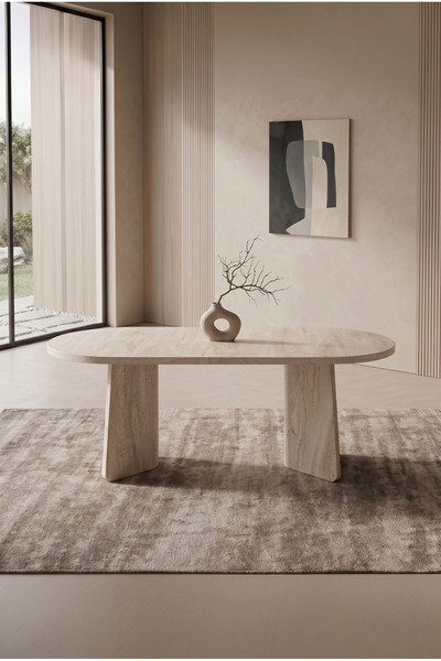 asaella mobilya Hopilon Traverten 90x168 Mdf Masa, Mdf X Ayak, Mutfak Masası ...