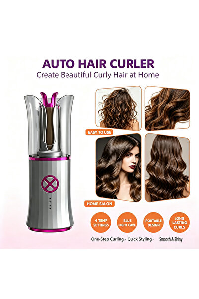 Boyue Wireless Automatic Rotating Hair Curling Iron for Women, USB Rechargeab...