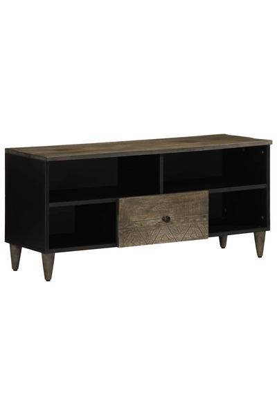vidaxl Comodă TV, negru, 100x33x46 cm, lemn masiv de mango