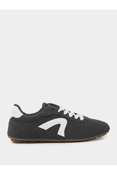 Styli Black PU Lace-Up Sports Sneakers