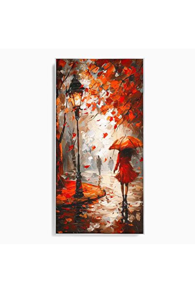 Luxcanva Tablou Canvas Plimbare De Toamna 70x140 cm cu Rama Argintiu Toamna U...