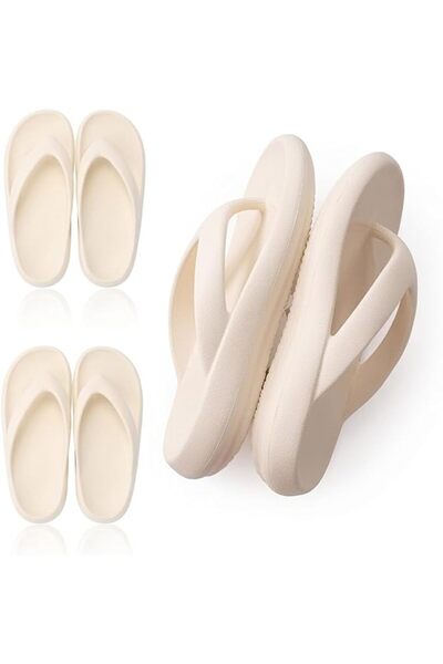 TERRIFI 3 Pairs Flip Flops for Women, Comfortable Lightweight EVA Platform Sa...