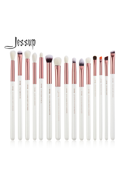 Jessup Makeup Brush Set, 15-Piece Set, Natural, Synthetic, Eyeshadow, Eyeline...