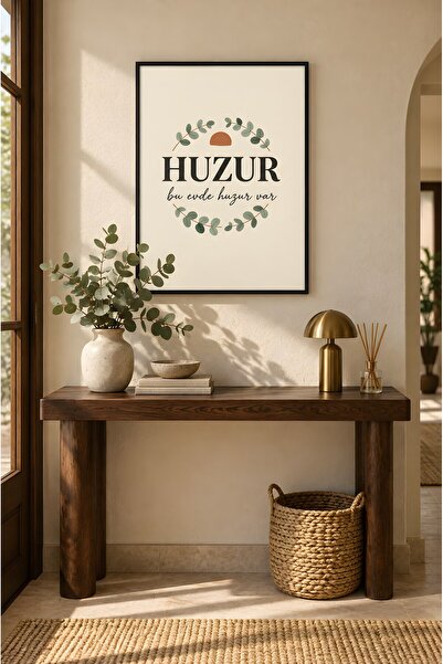 ZURİ DESİGN Huzur Yazılı Tablo Bu Evde Huzur Var Çerçeve Görünümlü MDF Duvar ...