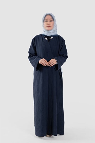 Emare Striped Textured Tensel Abaya Navy Blue