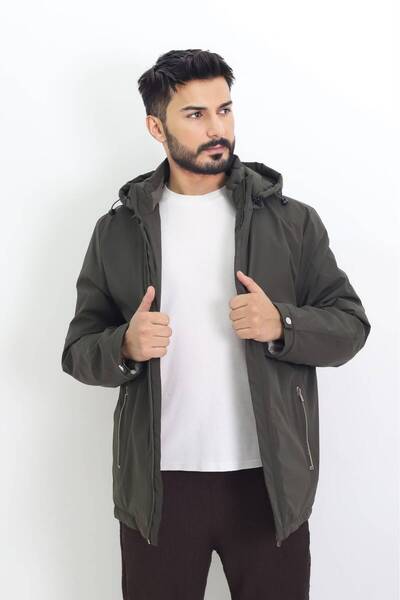 HK PREMIUM Erkek Kışlık Mont Siyah Kapüşonlu Su İtici Rüzgar Geçirmez Parka