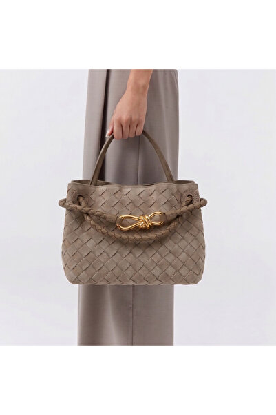 Platin Mink suede knit women's handbag