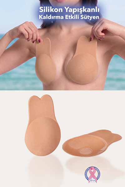 Juene Silikon Yapışkanlı Rabbit Bra - Push Up Etkili Göğüs Ucu Gizleyici Sili...