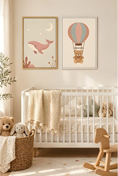 ZURİ DESİGN Çocuk Odası Tablo Seti Çerçeve Görünümlü MDF Duvar Tablosu Boho H...