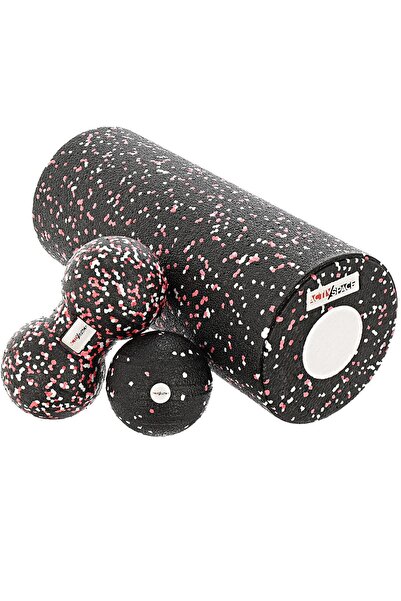 ACTIV SPACE Set de masaj EPP 4-în-1 cu rolă + bilă + bilă dublă - roșu
