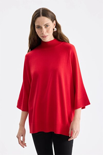 ON Women's Buttoned Back Three-Quarter Knit Sweater 15310 Red