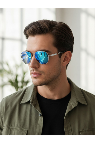 Take Two By Styli Aviator Blue Mirror Sunglasses