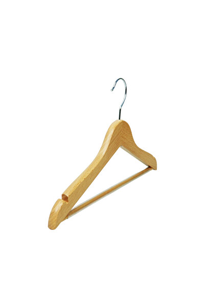 NYN Wooden Ks-01 Çb 7-14 Years Old 34cm Children's Hanger with Bar Natural Co...