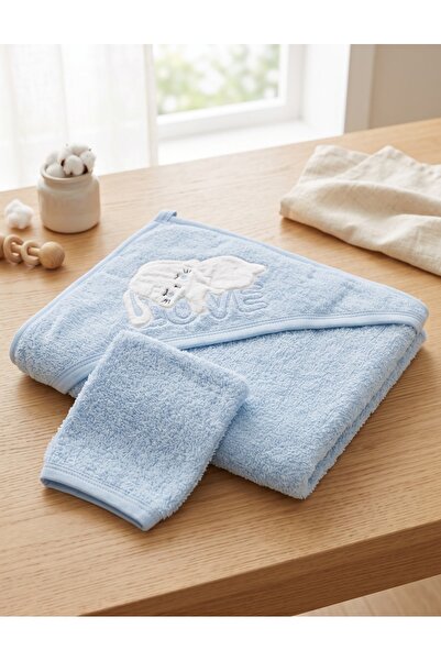 MiniKids Prosop de baie, iepure LOVE, blue