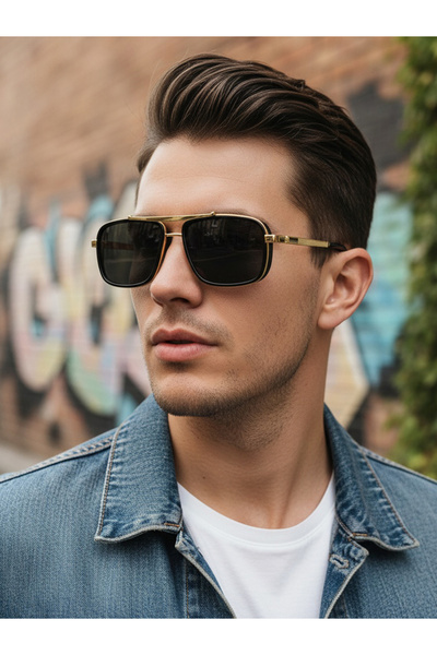 Take Two By Styli Gold Square Frame Sunglasses