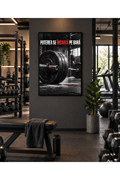 Miutic Print Studio Tablou decorativ fitness „Puterea se încarcă pe bară”