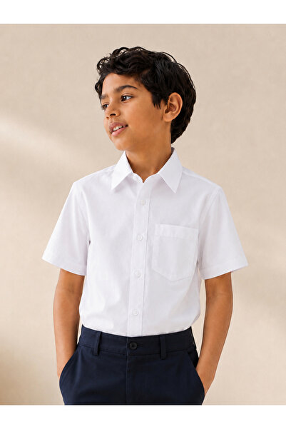 Victor and Jane By Styli Boys White Short Sleeve School Shirt - Cotton Blend