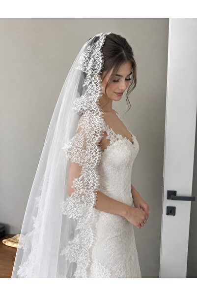 Merve 1.5 mt Fransız dantel duvak