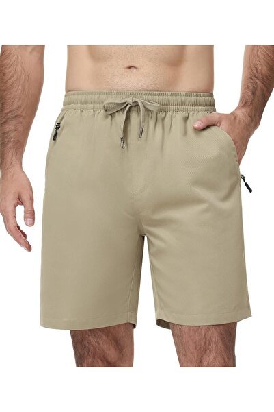 Zoofly Mens Casual Shorts Zipper Pockets Elastic Waist with Drawstring Classi...