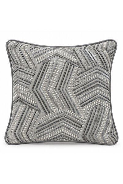 CASA NATURALE Textured Gray Embroidered Cushion Cover 43X43Cm