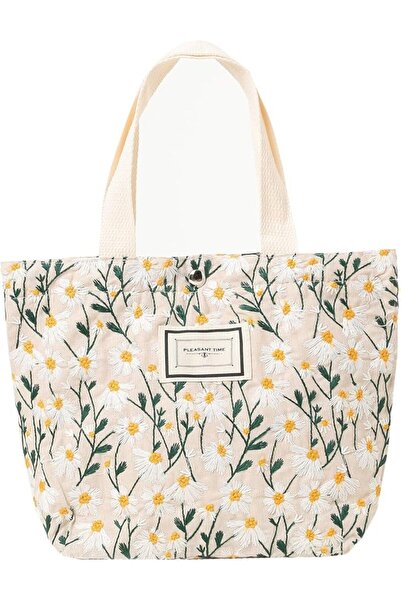 KASTWAVE Women's Small Tote Bag- Mini Canvas Embroidered Daisy Book Tote Bag ...