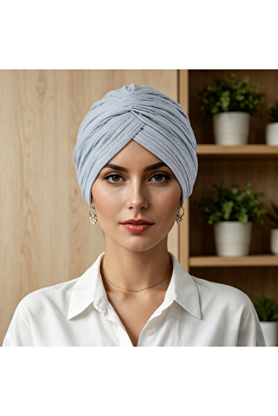Take Two By Styli Grey Pleated Head Wrap Turban