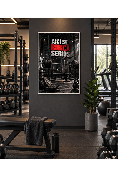 Miutic Print Studio Tablou decorativ pentru Fitness „Aici se ridică serios”, ...