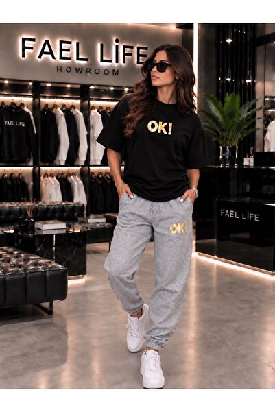FAEL LİFE New Season Trend Unisex T-Shirt and Sweatpants Set with Arrow Print