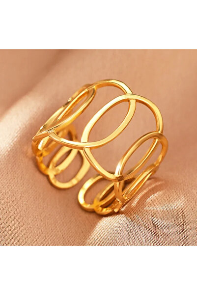Peach Jewelry Γεωμετρικό δαχτυλίδι σε ρετρό στυλ, κατασκευασμένο από επιχρυσω...