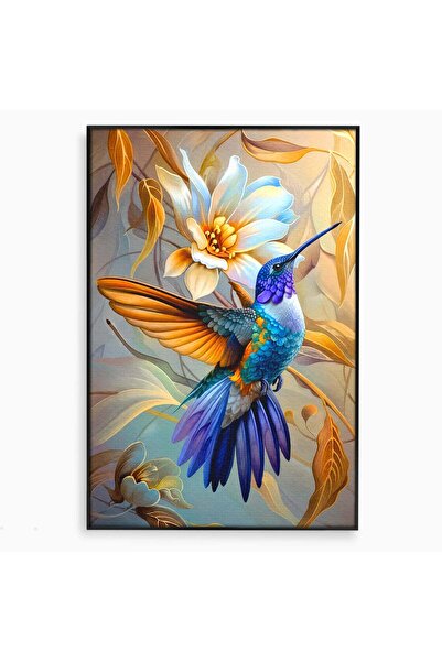Luxcanva Tablou Canvas Colibri Exotic 40x60 cm cu Rama Negru Colibri Pasare F...