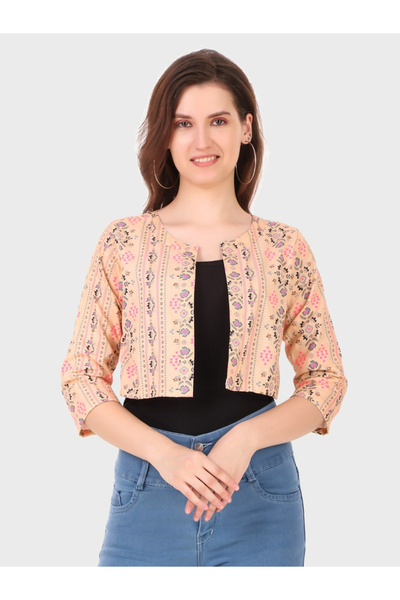 HOUSE OF RAELI By Styli جاكيت شروغ مفتوح من الأمام بطبعة زهور بيج
