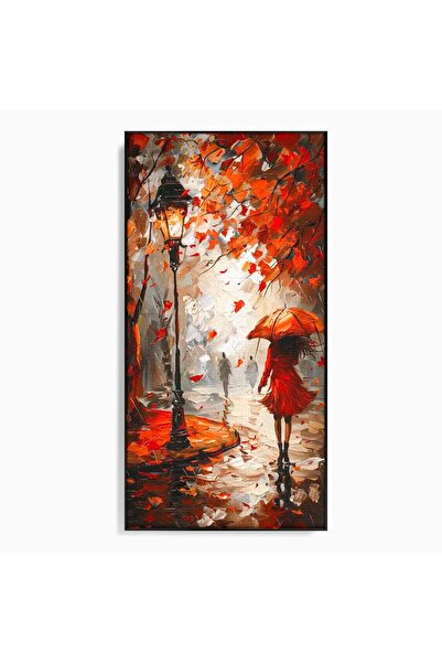 Luxcanva Tablou Canvas Plimbare De Toamna 60x120 cm cu Rama Negru Toamna Umbr...