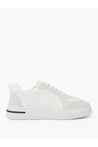 Styli White Lace-Up Minimal Sneakers