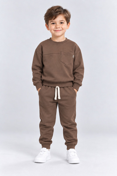 AHENGİM Boys' Sweatshirt with Pockets and Jogger Sweatpants 2-Piece Set Daily...