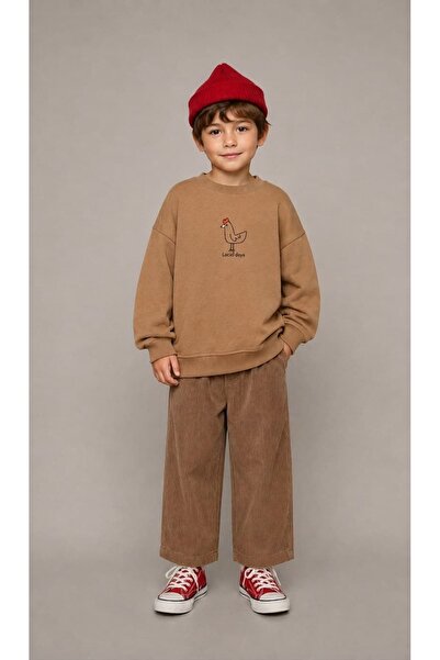 Kadife Oversize Kesim Çocuk Pantolonu