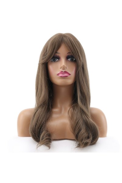 Nurdan Trend Peruk Medium length wavy fiber synthetic wig with bangs - ashy light auburn